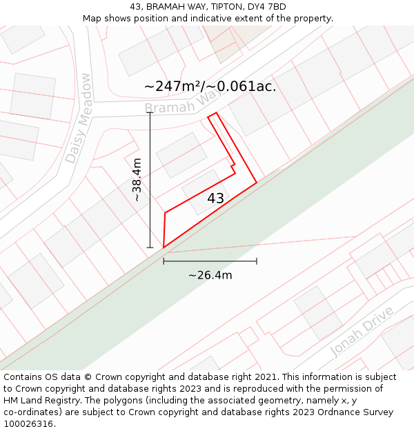 43, BRAMAH WAY, TIPTON, DY4 7BD: Plot and title map