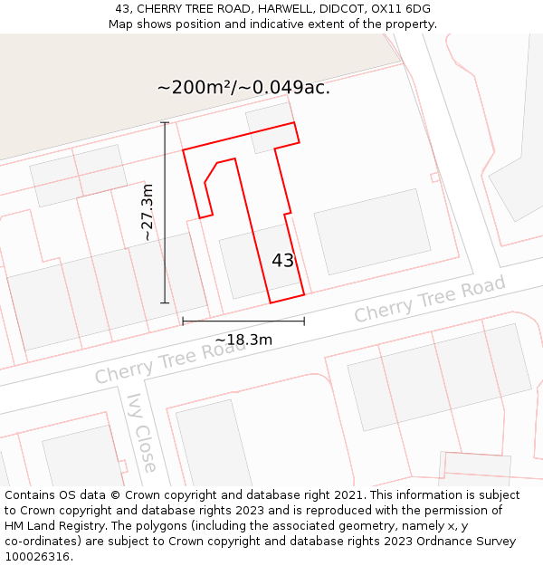 43, CHERRY TREE ROAD, HARWELL, DIDCOT, OX11 6DG: Plot and title map