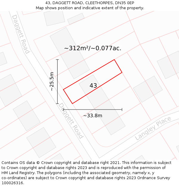 43, DAGGETT ROAD, CLEETHORPES, DN35 0EP: Plot and title map