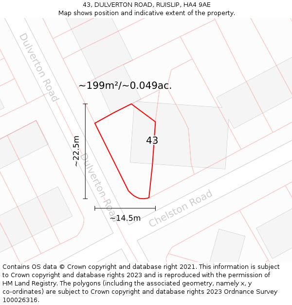 43, DULVERTON ROAD, RUISLIP, HA4 9AE: Plot and title map