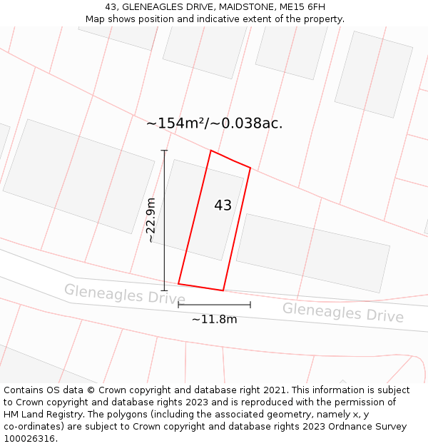 43, GLENEAGLES DRIVE, MAIDSTONE, ME15 6FH: Plot and title map