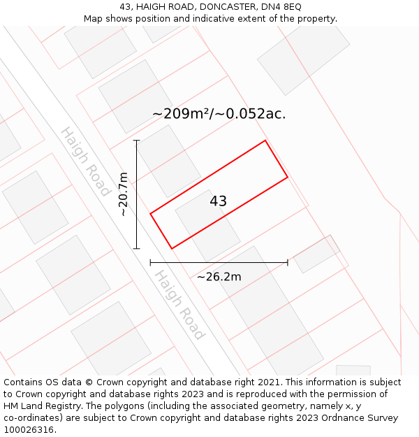 43, HAIGH ROAD, DONCASTER, DN4 8EQ: Plot and title map