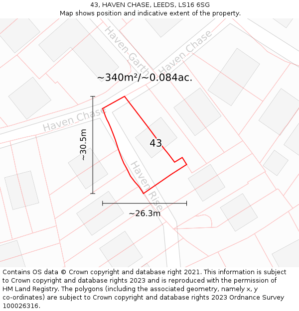 43, HAVEN CHASE, LEEDS, LS16 6SG: Plot and title map