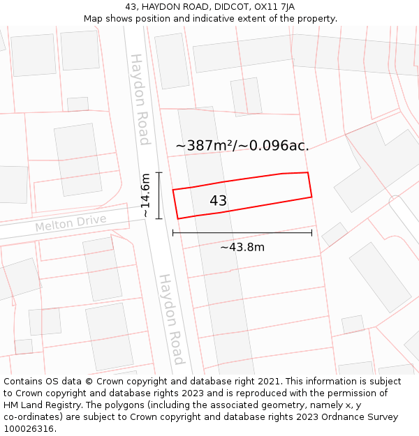 43, HAYDON ROAD, DIDCOT, OX11 7JA: Plot and title map