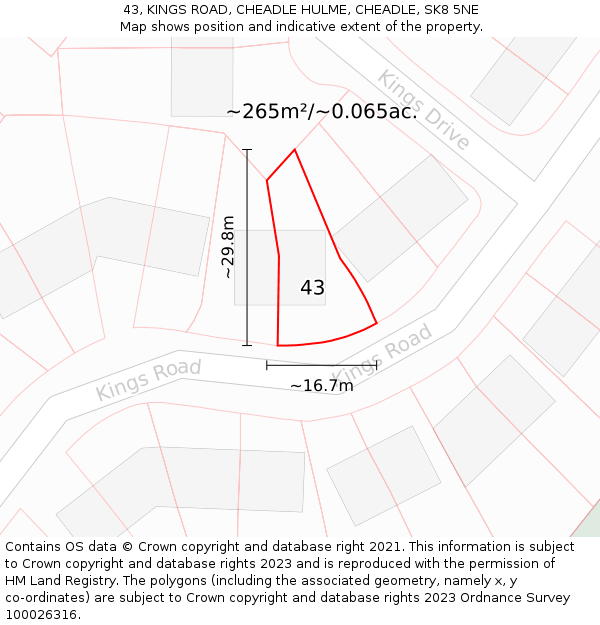 43, KINGS ROAD, CHEADLE HULME, CHEADLE, SK8 5NE: Plot and title map