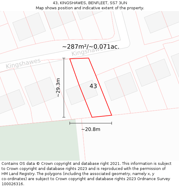 43, KINGSHAWES, BENFLEET, SS7 3UN: Plot and title map