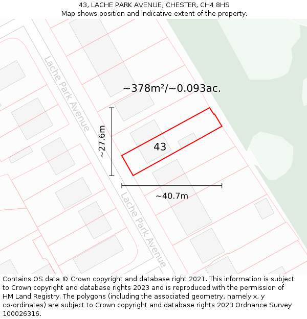 43, LACHE PARK AVENUE, CHESTER, CH4 8HS: Plot and title map