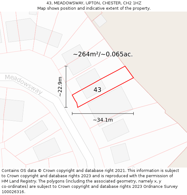43, MEADOWSWAY, UPTON, CHESTER, CH2 1HZ: Plot and title map