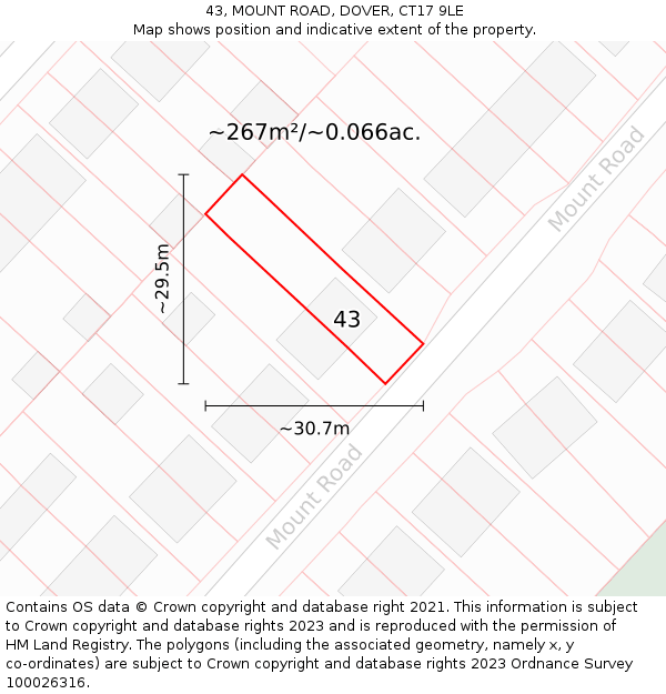 43, MOUNT ROAD, DOVER, CT17 9LE: Plot and title map