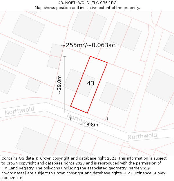 43, NORTHWOLD, ELY, CB6 1BG: Plot and title map