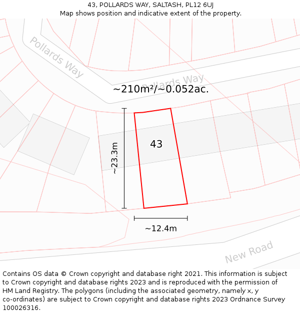 43, POLLARDS WAY, SALTASH, PL12 6UJ: Plot and title map