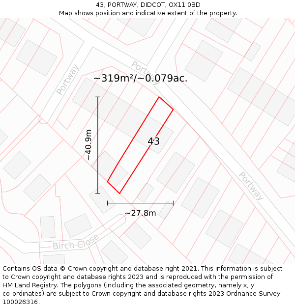 43, PORTWAY, DIDCOT, OX11 0BD: Plot and title map