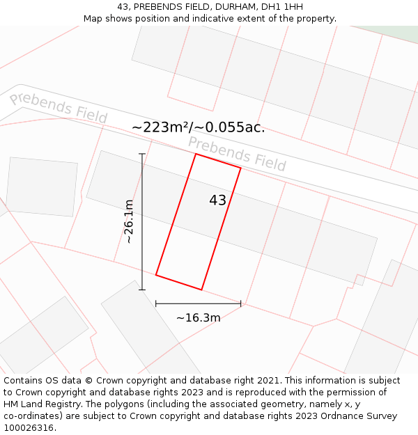 43, PREBENDS FIELD, DURHAM, DH1 1HH: Plot and title map