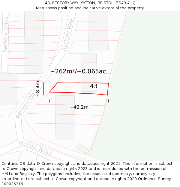 43, RECTORY WAY, YATTON, BRISTOL, BS49 4HQ: Plot and title map