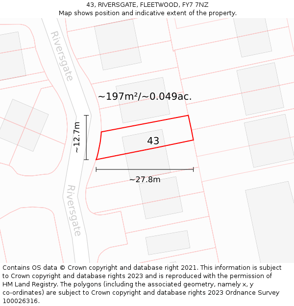 43, RIVERSGATE, FLEETWOOD, FY7 7NZ: Plot and title map