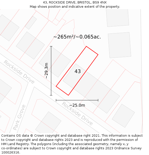 43, ROCKSIDE DRIVE, BRISTOL, BS9 4NX: Plot and title map