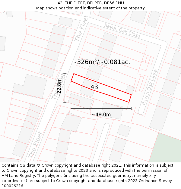 43, THE FLEET, BELPER, DE56 1NU: Plot and title map