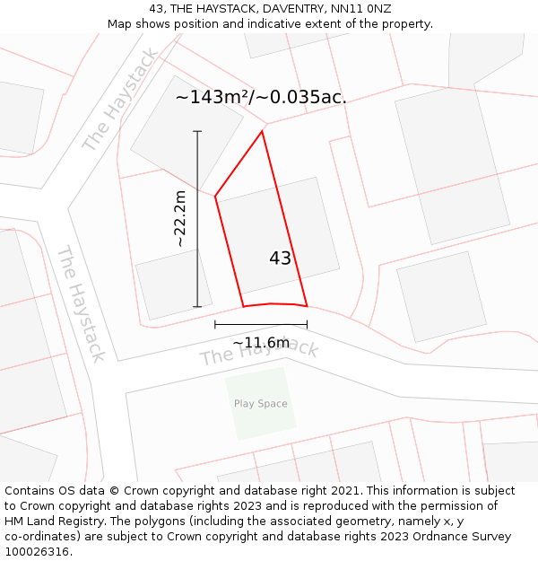 43, THE HAYSTACK, DAVENTRY, NN11 0NZ: Plot and title map
