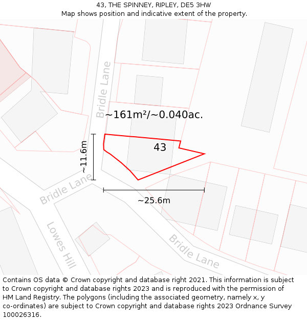 43, THE SPINNEY, RIPLEY, DE5 3HW: Plot and title map