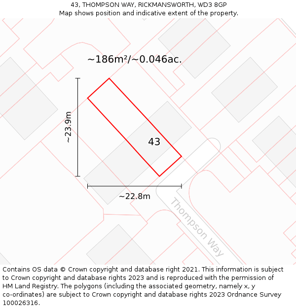 43, THOMPSON WAY, RICKMANSWORTH, WD3 8GP: Plot and title map