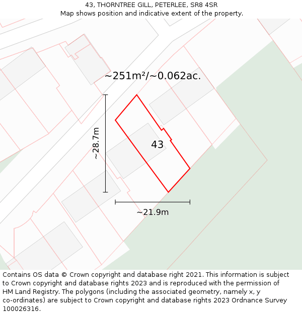 43, THORNTREE GILL, PETERLEE, SR8 4SR: Plot and title map
