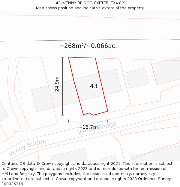 43, VENNY BRIDGE, EXETER, EX4 8JX: Plot and title map