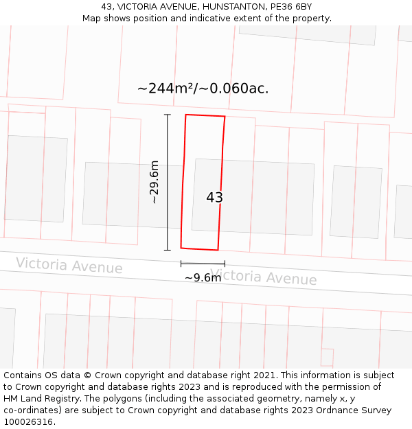 43, VICTORIA AVENUE, HUNSTANTON, PE36 6BY: Plot and title map