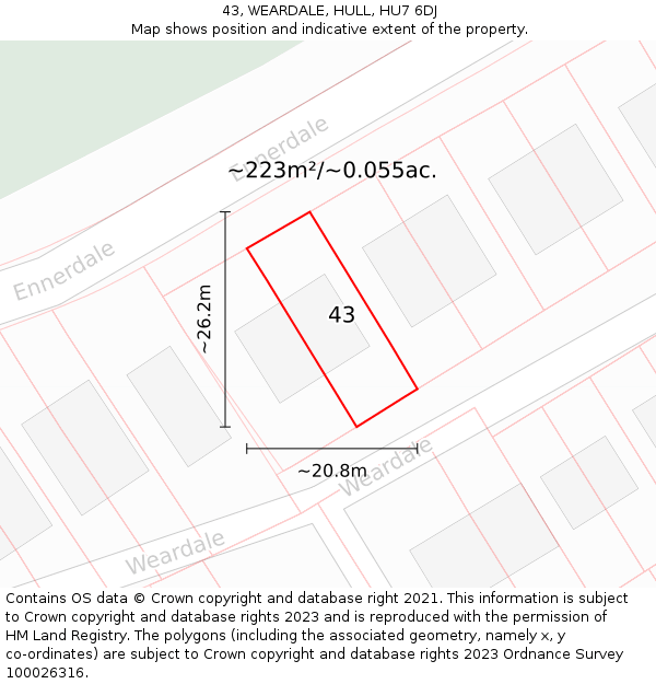 43, WEARDALE, HULL, HU7 6DJ: Plot and title map