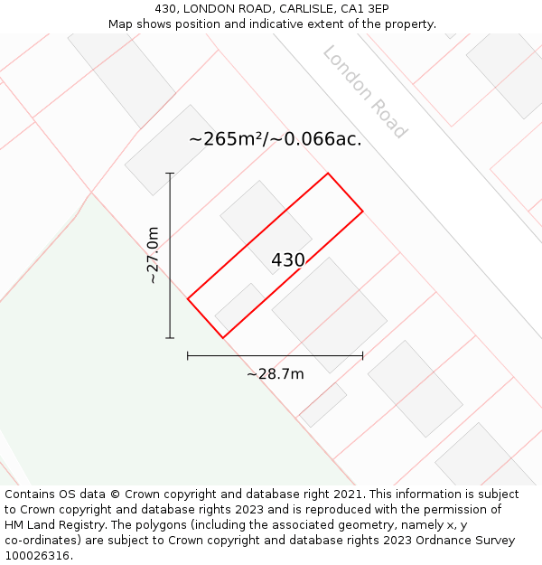 430, LONDON ROAD, CARLISLE, CA1 3EP: Plot and title map
