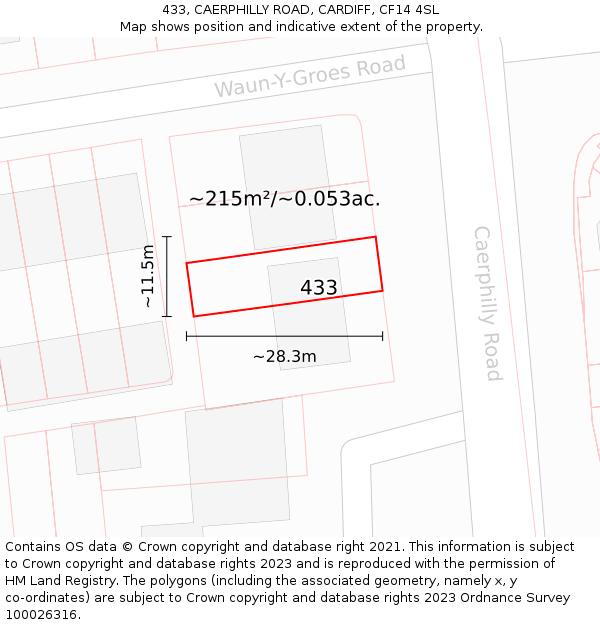 433, CAERPHILLY ROAD, CARDIFF, CF14 4SL: Plot and title map