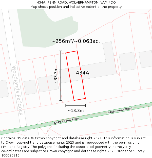 434A, PENN ROAD, WOLVERHAMPTON, WV4 4DQ: Plot and title map
