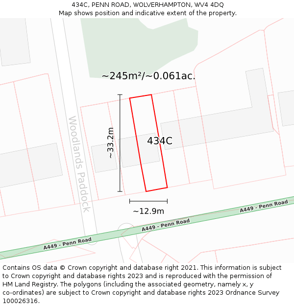 434C, PENN ROAD, WOLVERHAMPTON, WV4 4DQ: Plot and title map