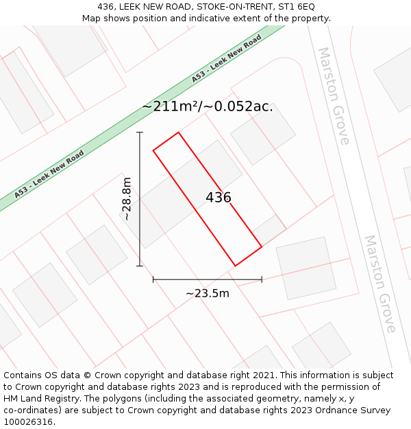 436, LEEK NEW ROAD, STOKE-ON-TRENT, ST1 6EQ: Plot and title map