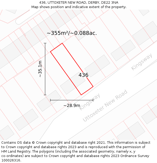 436, UTTOXETER NEW ROAD, DERBY, DE22 3NA: Plot and title map