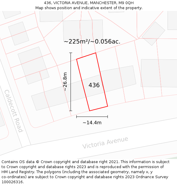 436, VICTORIA AVENUE, MANCHESTER, M9 0QH: Plot and title map