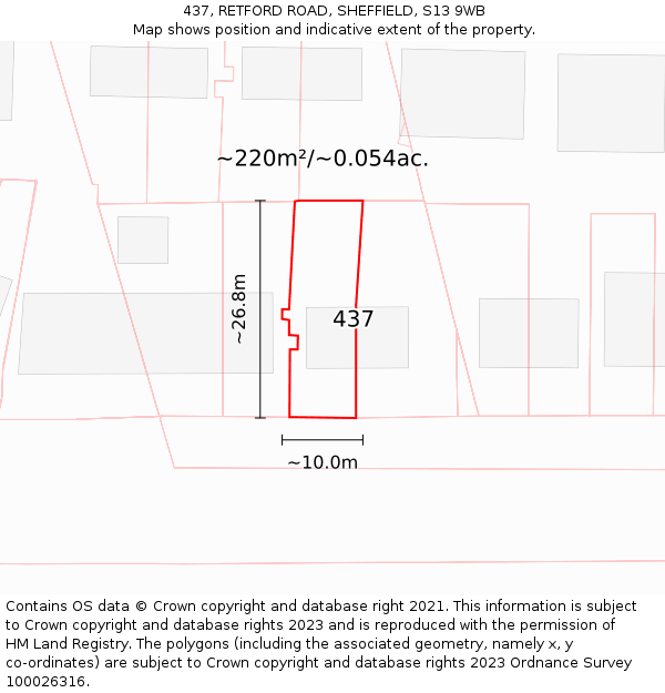 437, RETFORD ROAD, SHEFFIELD, S13 9WB: Plot and title map