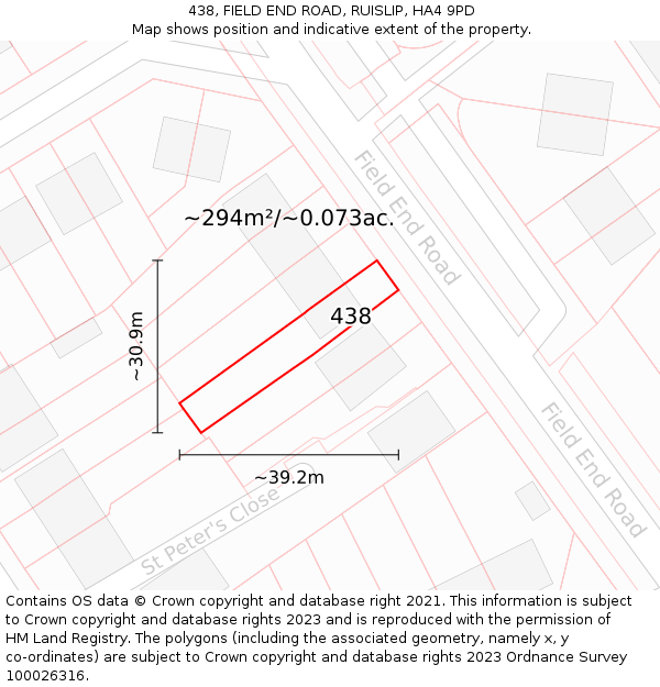 438, FIELD END ROAD, RUISLIP, HA4 9PD: Plot and title map