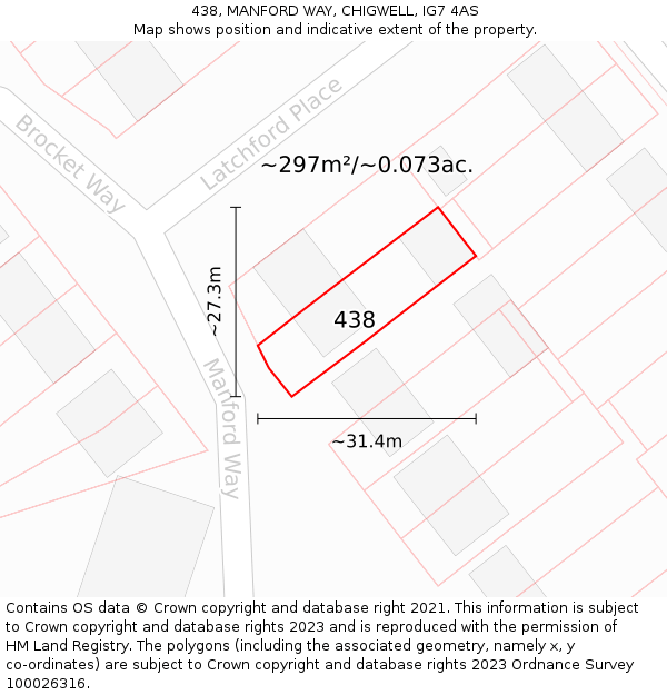 438, MANFORD WAY, CHIGWELL, IG7 4AS: Plot and title map