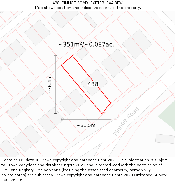 438, PINHOE ROAD, EXETER, EX4 8EW: Plot and title map
