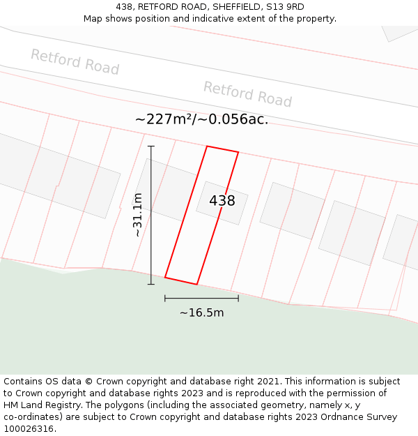 438, RETFORD ROAD, SHEFFIELD, S13 9RD: Plot and title map