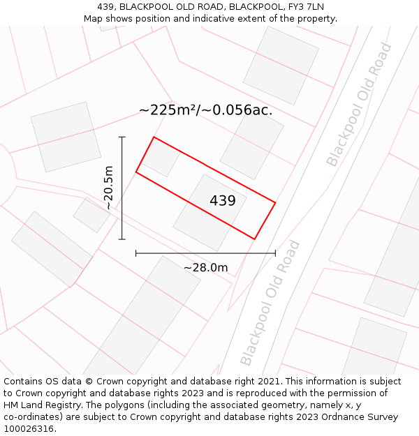 439, BLACKPOOL OLD ROAD, BLACKPOOL, FY3 7LN: Plot and title map