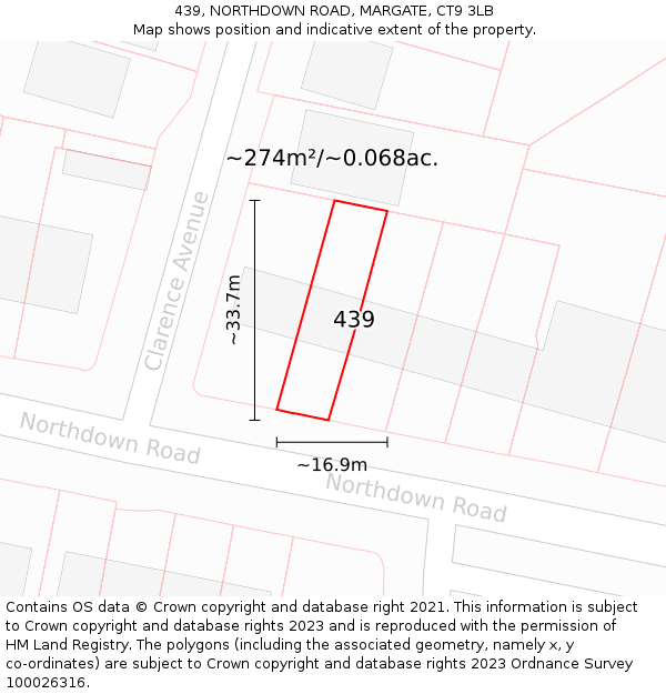 439, NORTHDOWN ROAD, MARGATE, CT9 3LB: Plot and title map