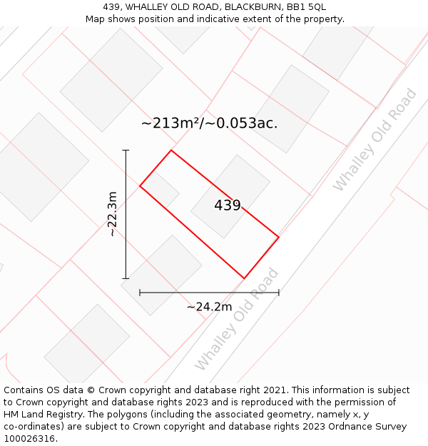 439, WHALLEY OLD ROAD, BLACKBURN, BB1 5QL: Plot and title map