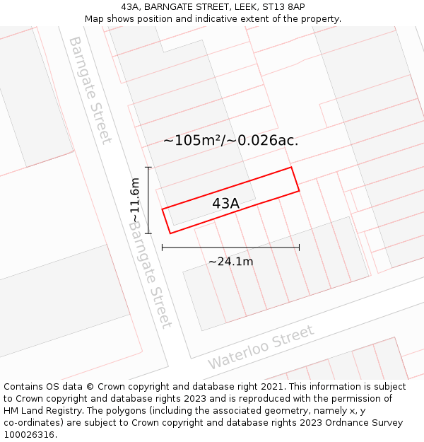 43A, BARNGATE STREET, LEEK, ST13 8AP: Plot and title map