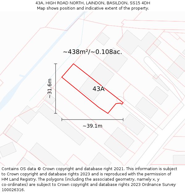43A, HIGH ROAD NORTH, LAINDON, BASILDON, SS15 4DH: Plot and title map