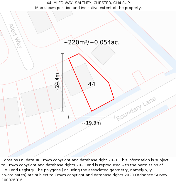 44, ALED WAY, SALTNEY, CHESTER, CH4 8UP: Plot and title map
