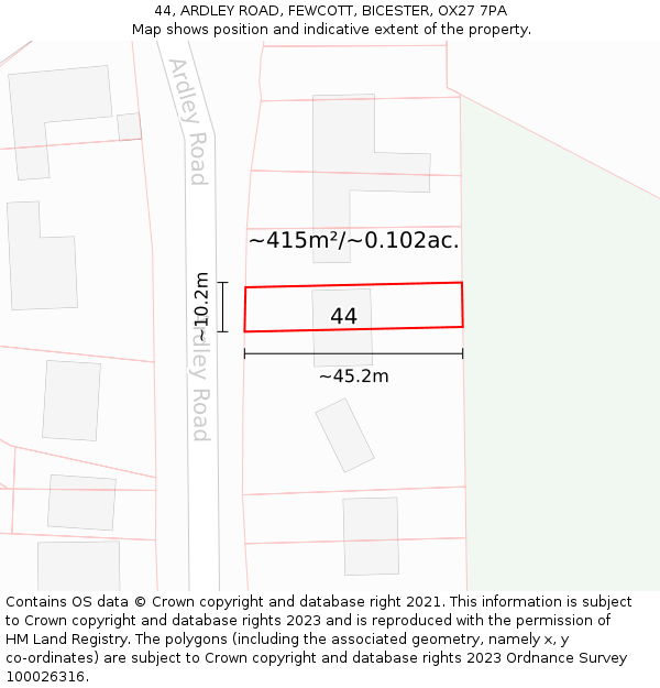 44, ARDLEY ROAD, FEWCOTT, BICESTER, OX27 7PA: Plot and title map