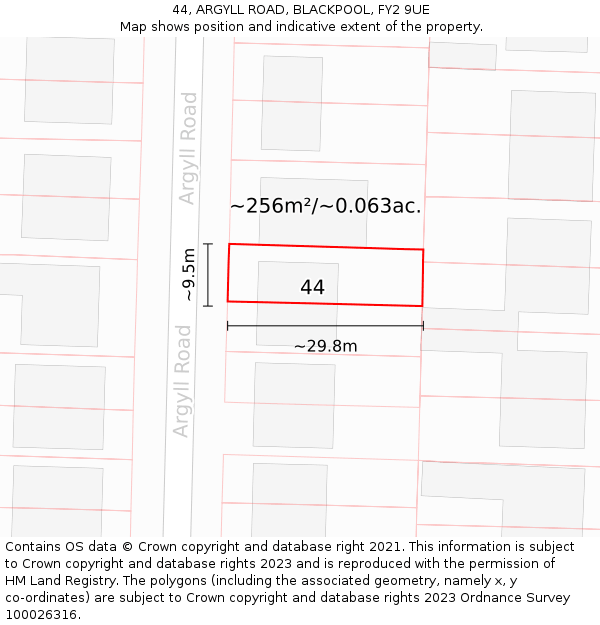 44, ARGYLL ROAD, BLACKPOOL, FY2 9UE: Plot and title map