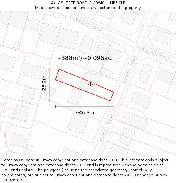 44, ASHTREE ROAD, NORWICH, NR5 0LR: Plot and title map