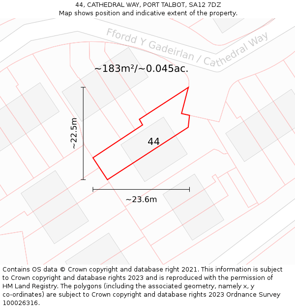 44, CATHEDRAL WAY, PORT TALBOT, SA12 7DZ: Plot and title map